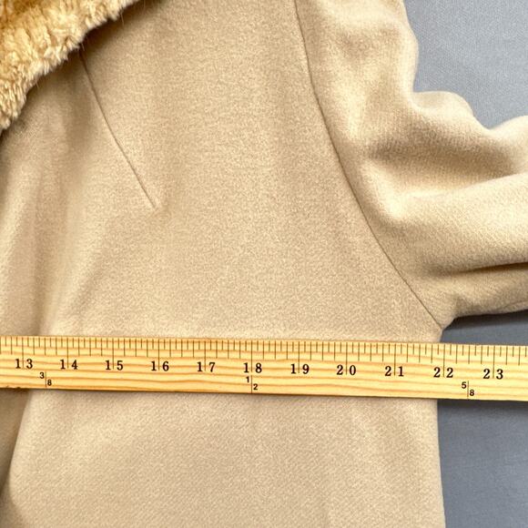 VTG 60s Swing Coat M/L Union Fur Wool Boho 70s Y2K Glam Cream Event Old Money US - Picture 9 of 16